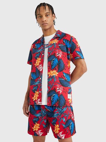 Férfi Tommy Hilfiger Floral print camp Ingek Piros Színes | HU 1042AHK